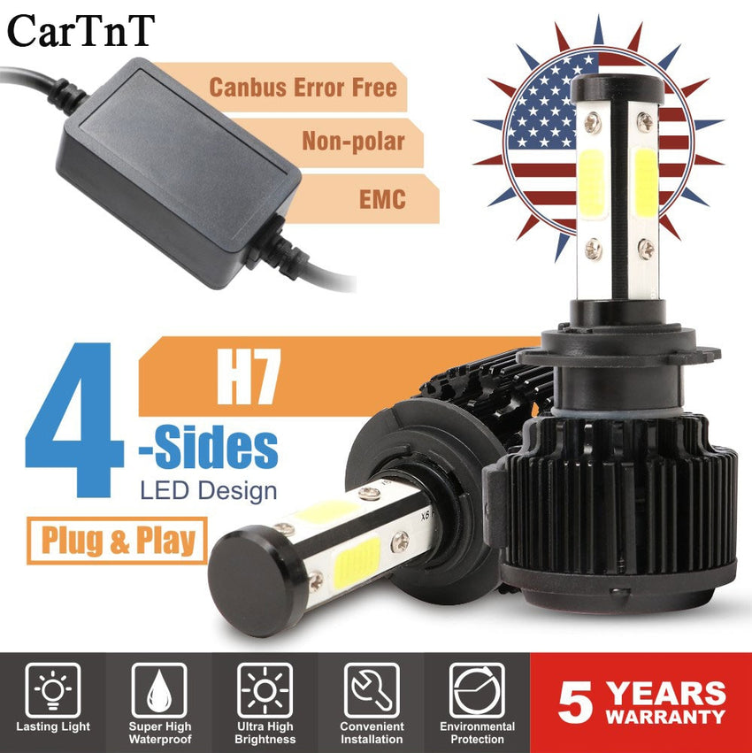 CarTnT Car Headlight H7 LED H1 H4 HB3 5202 9005 HB4 9006 H13 H11 H8 LED Bulb Canbus 100W 16000LM Automobiles Lamp 6000K Led 24v