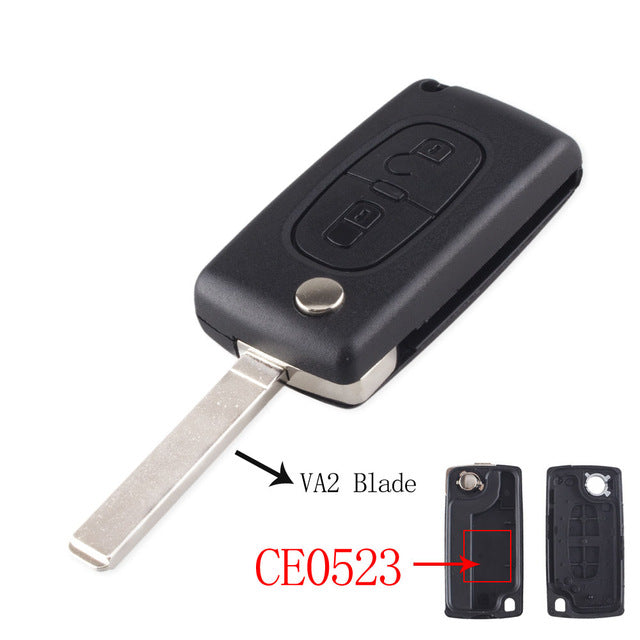 KEYYOU 2 Buttons Flip Folding Key Case Blank Shell For Peugeot 107 207 307 307S 308 407 607 2BT