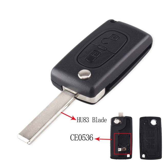KEYYOU 2 Buttons Flip Folding Key Case Blank Shell For Peugeot 107 207 307 307S 308 407 607 2BT