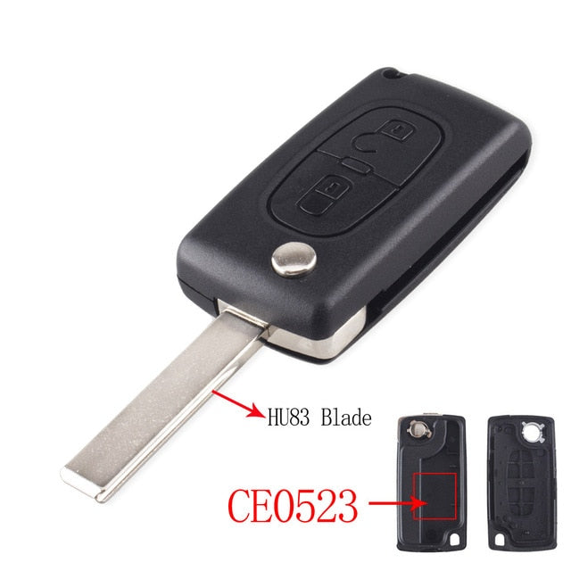 KEYYOU 2 Buttons Flip Folding Key Case Blank Shell For Peugeot 107 207 307 307S 308 407 607 2BT