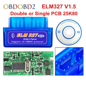 Super Mini ELM 327 Bluetooth V1.5 PIC18F25K80 Mini ELM327 1.5 OBD2 Car Diagnostic Tool Support J1850 Protocols Free Shipping
