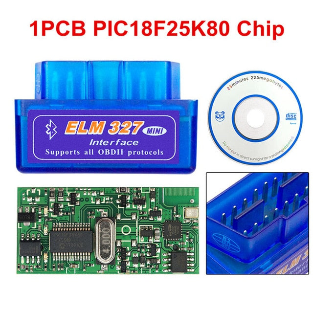 Super Mini ELM 327 Bluetooth V1.5 PIC18F25K80 Mini ELM327 1.5 OBD2 Car Diagnostic Tool Support J1850 Protocols Free Shipping