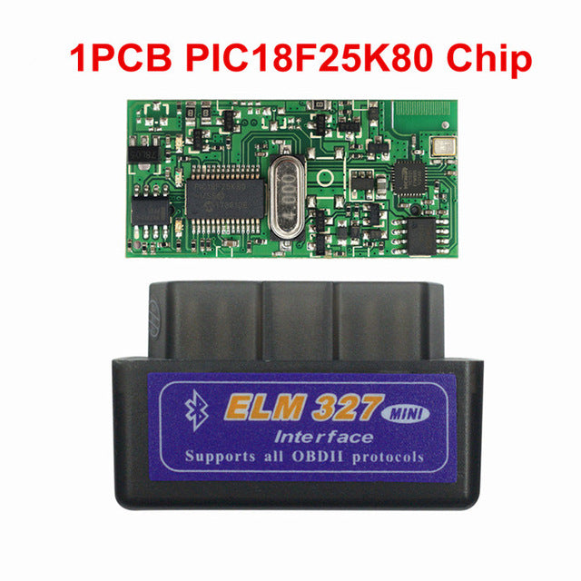 Super Mini ELM 327 Bluetooth V1.5 PIC18F25K80 Mini ELM327 1.5 OBD2 Car Diagnostic Tool Support J1850 Protocols Free Shipping
